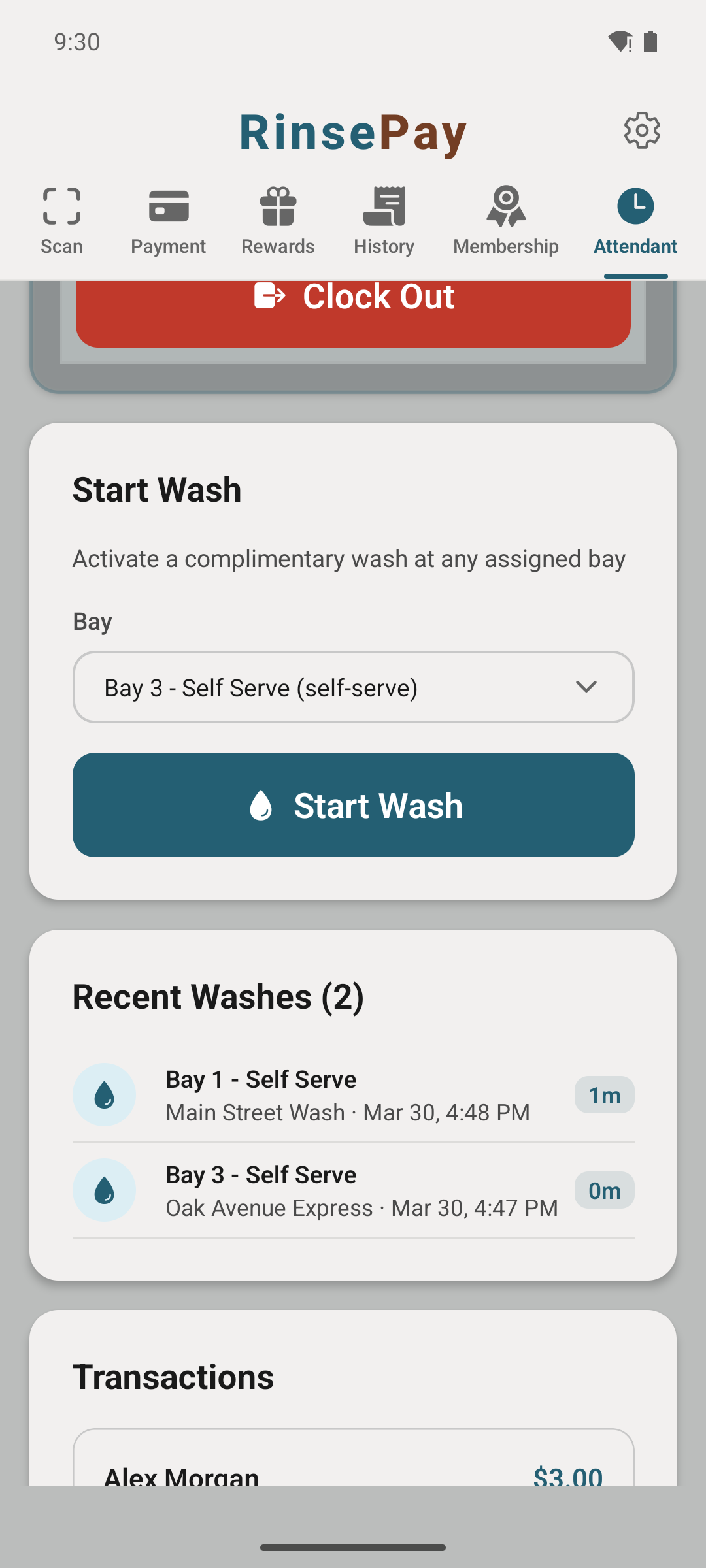 Attendant start-wash bay picker.