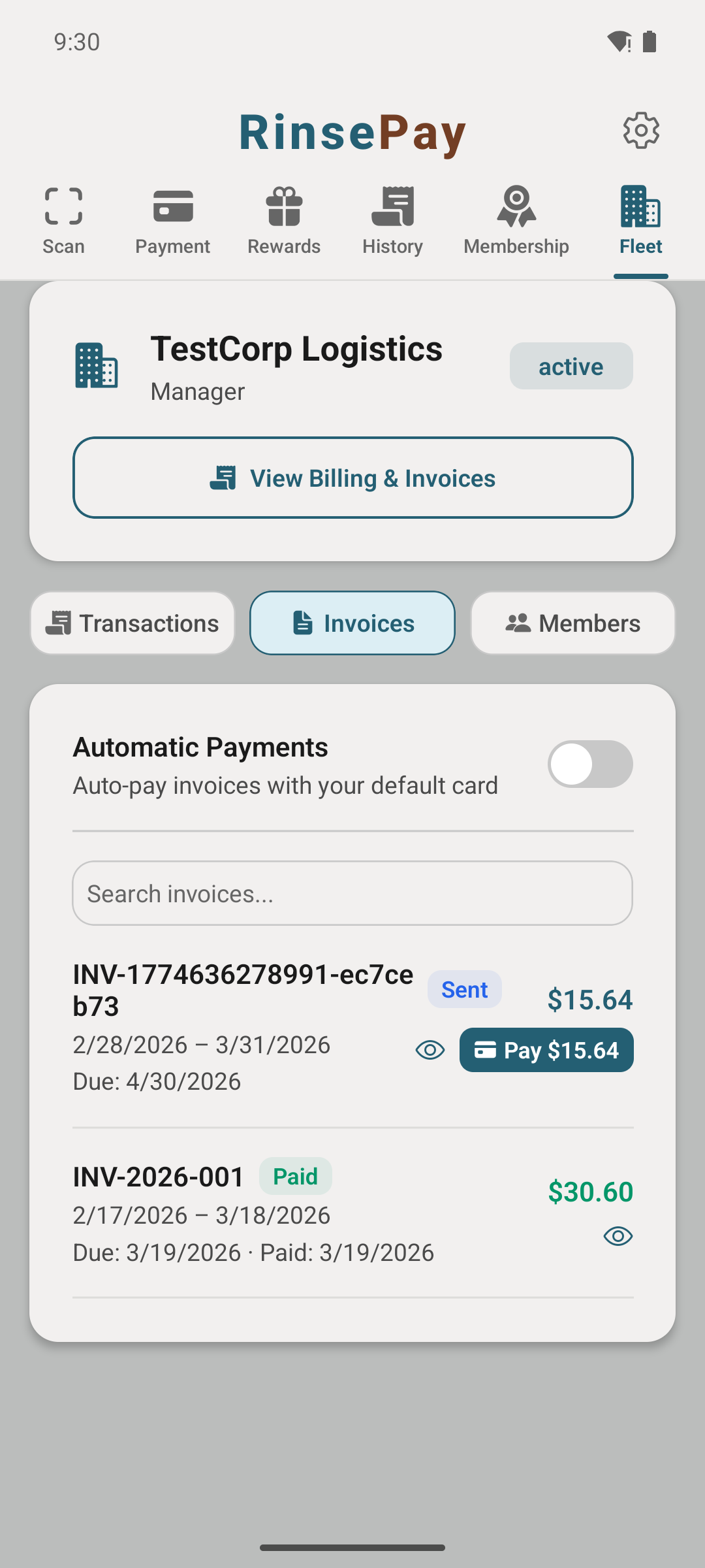 Fleet manager's invoice inbox.